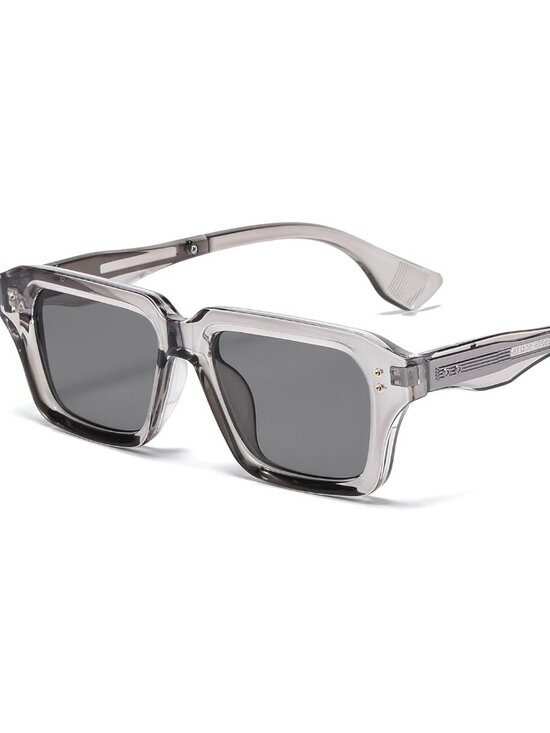 Retro Rectangle Clear Grey Sunglasses Men Women Fashion Square Frame Shades - Picture 1 of 6